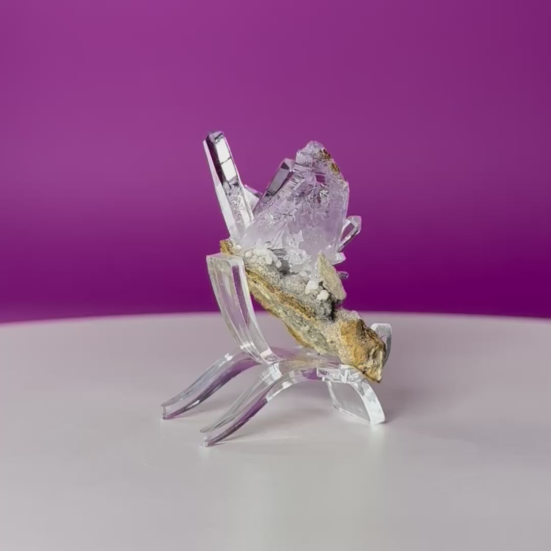 Veracruz Amethyst Cluster from Mexico – Natural Amethyst Points Specimen with Acrylic Stand
