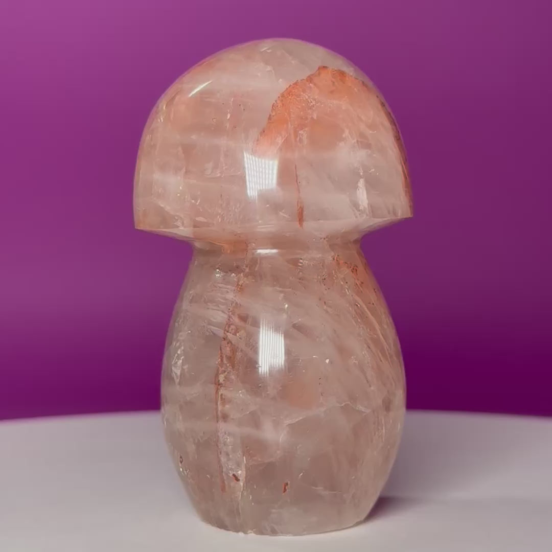 Red Hematoid Quartz (Fire Quartz) Mushroom Carving
