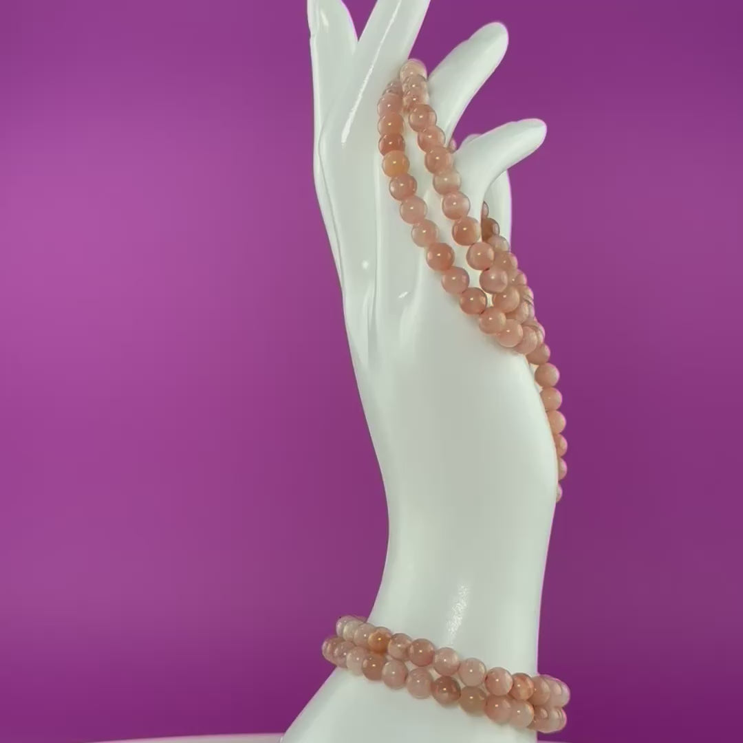 Natural Sunstone Bracelet – 6mm | Confidence, Joy & Energy Crystal Jewelry