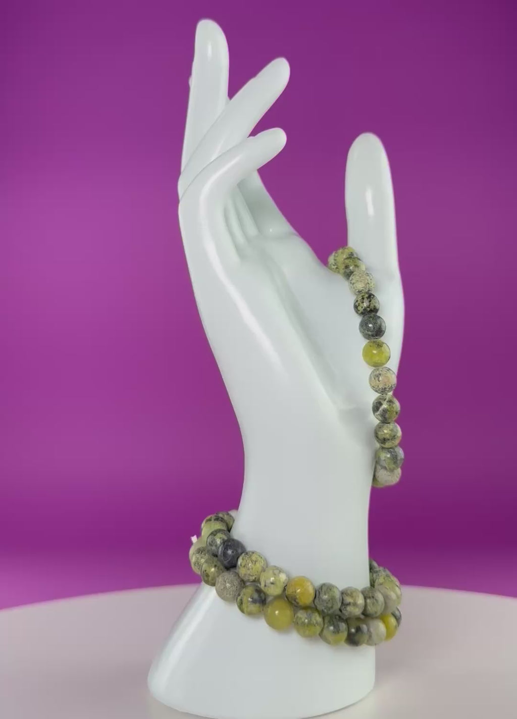 Serpentine 8mm Beaded Bracelet – Grounding & Protection Crystal