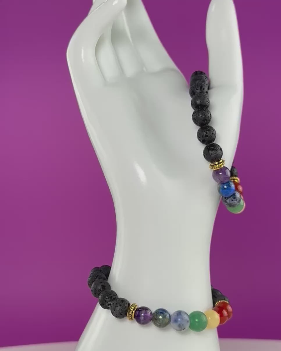 Lava Chakra Bracelet | 8mm Crystal Beaded Bracelet for Balance & Grounding
