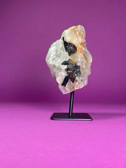 Black Tourmaline in Matrix on Stand, Akoni's Misfit Crystal