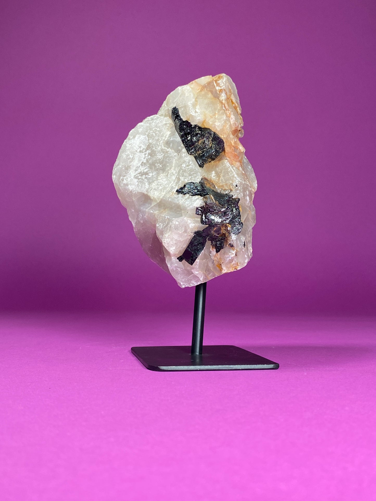 Black Tourmaline in Matrix on Stand, Akoni's Misfit Crystal